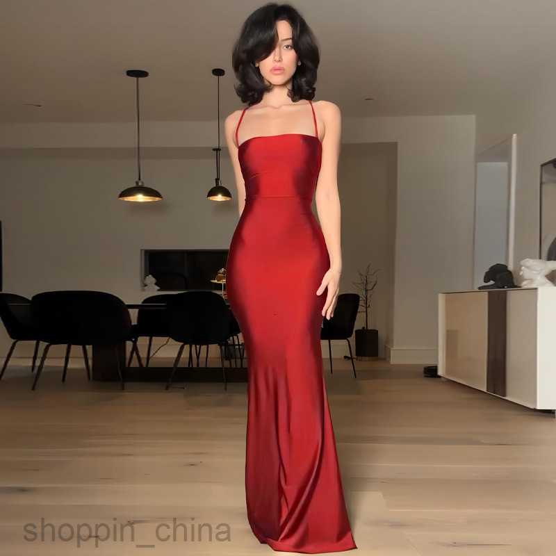 Basic Casual Women Dresses Women's summer new solid color strapless backless patchwork hollowed out lace up slim fitting dress for women
