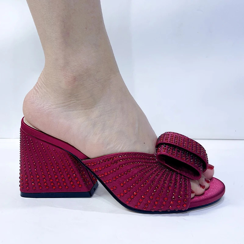 2024 Latest African Women Shoes Decorated with Rhinestone Italy Women Shoes for Party Italian Women Summer Sexy High Heels Pumps 240613