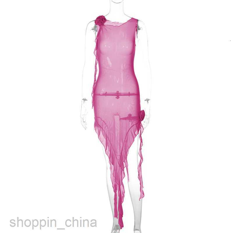 Basic Casual Dresses style characteristic new women's perspective gauze sexy backless lace splicing ear edge dress