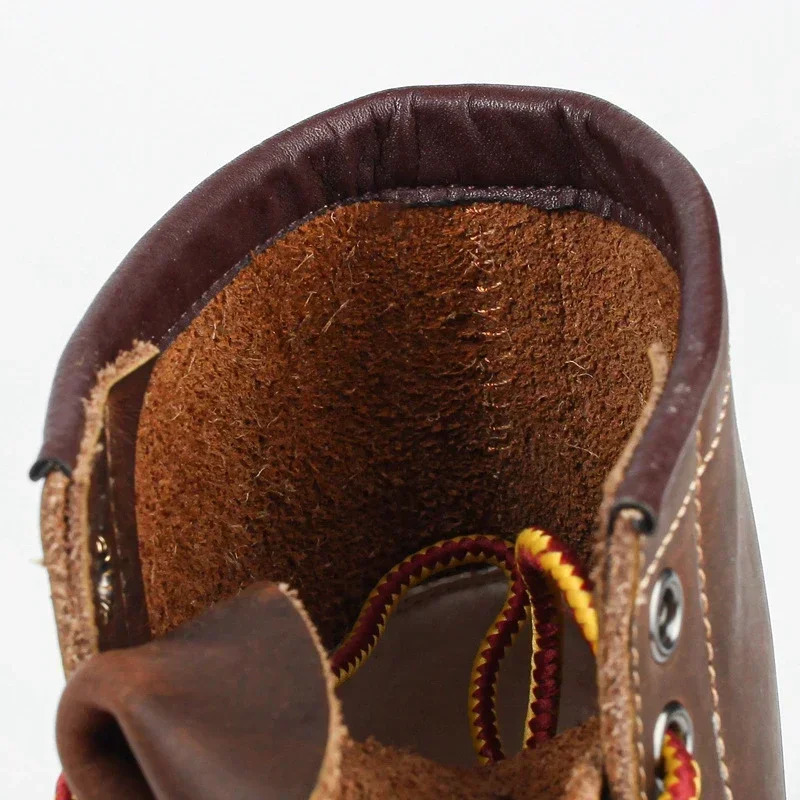 Mens Boots American Retro Tooling Boots Casual Crazy Horse Leather Vintage Man Lace Up Ankle Boots Hombre Zapatillas Hombre 240612