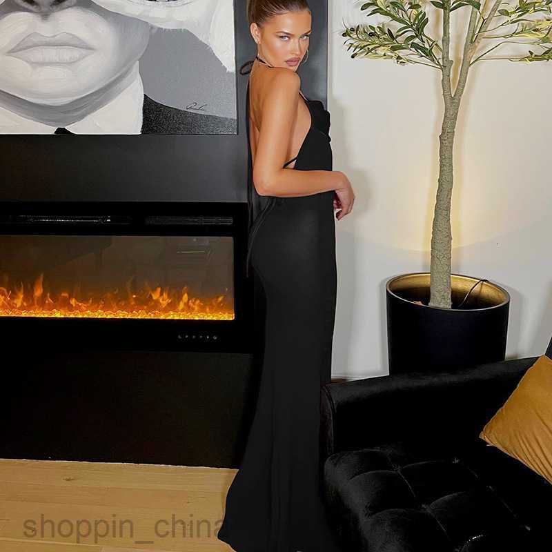 Basic Casual Women Dresses Sexy hollowed out backless fashion style solid color pure desire slim fit patchwork strap long dress