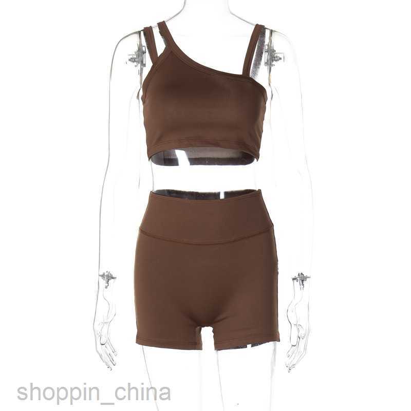 Women's Two Piece Sets Pants Women's Summer New Solid Color Slim Fit and Hip Lift Fashion Yoga Fitness Set for Women