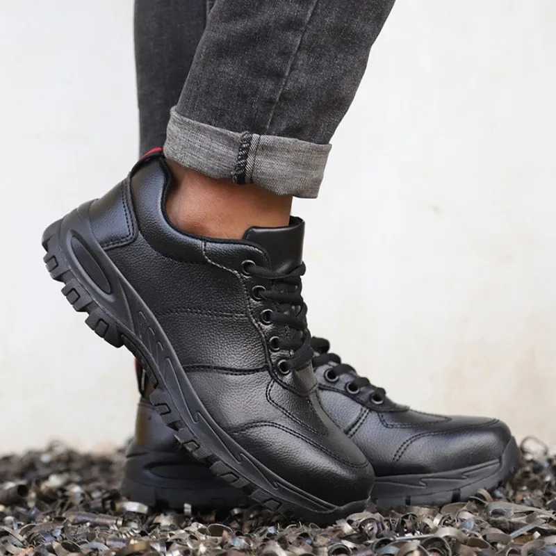 Waterproof Safety Shoes Men Steel Toe Work Boots Anti-smash Puncture-Proof Leather Shoes Protective Boots Indestructible Shoes 240612