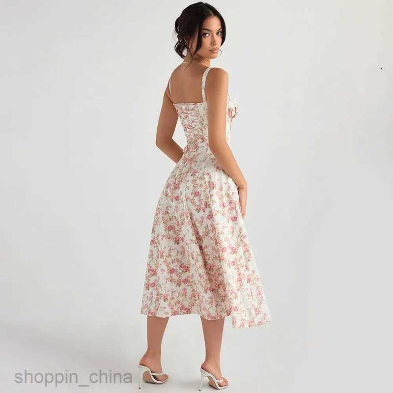 Designer Womens Dress Luxury Bohemia Casual Fashion Brief Floral Skirt Cutout Halter Dress Summer Sexy Party Evening S02