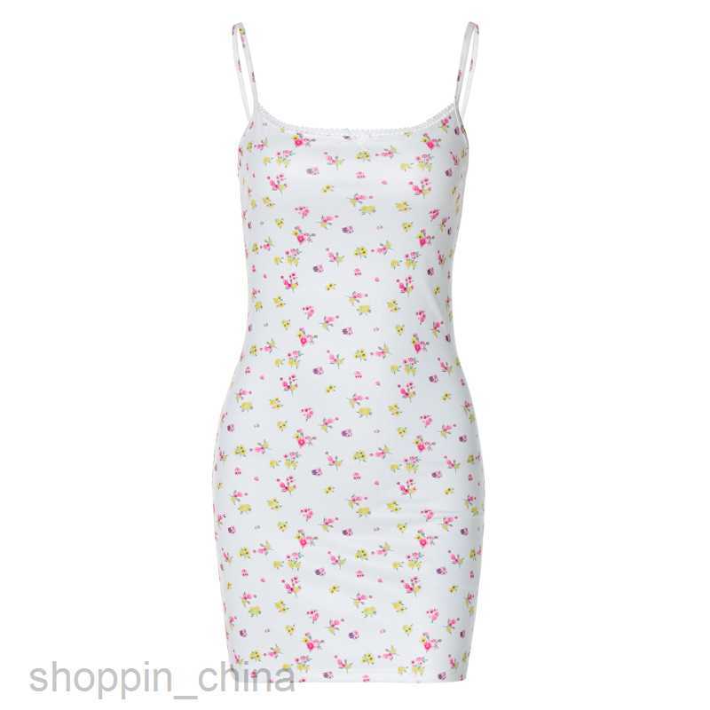 Basic Casual Dresses floral dress fresh sweet slimming versatile street style suspender short skirt