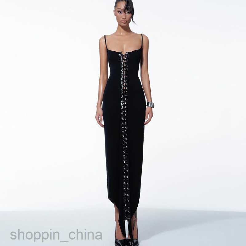Basic Casual Dresses Women's Summer New Solid Color Sexy Style Fashionable Spliced Eye Sling Dress