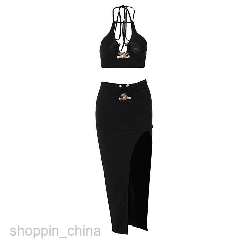 Two Piece Dress Sets Women's Spring New Style Sexy Wrapped Chest Half Skirt Two Piece Fashion Set for Women
