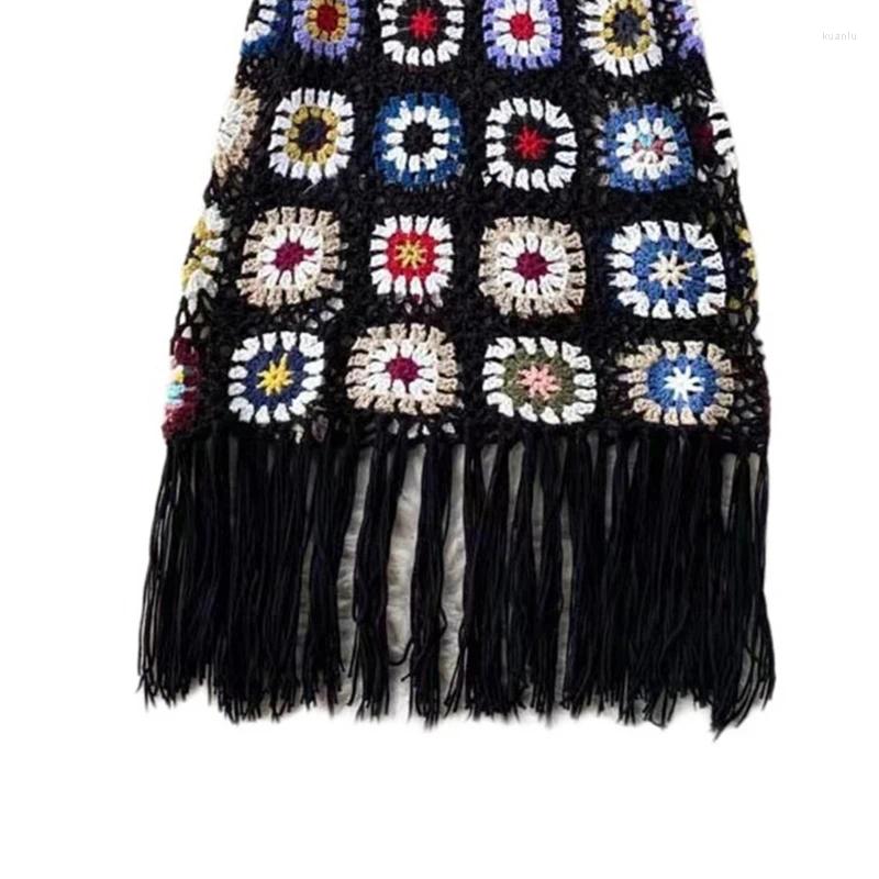 Casual Dresses Women Crocheted Flower Beach Sleeveless Square Neck A Line Short Cover Up Dress 10CF