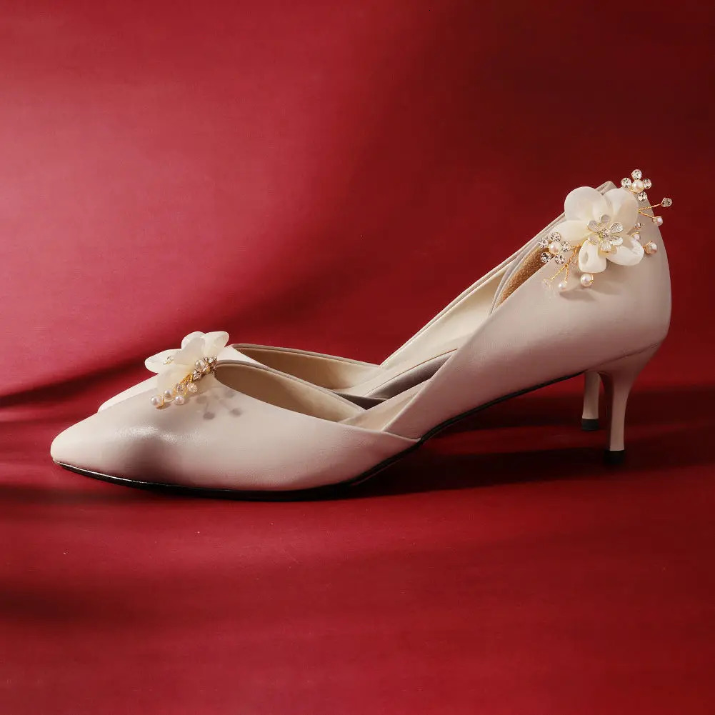 High heeled shoes accessories butterfly shoe flower removable pearl shoes accessories decorative buckle shoe flower 240613