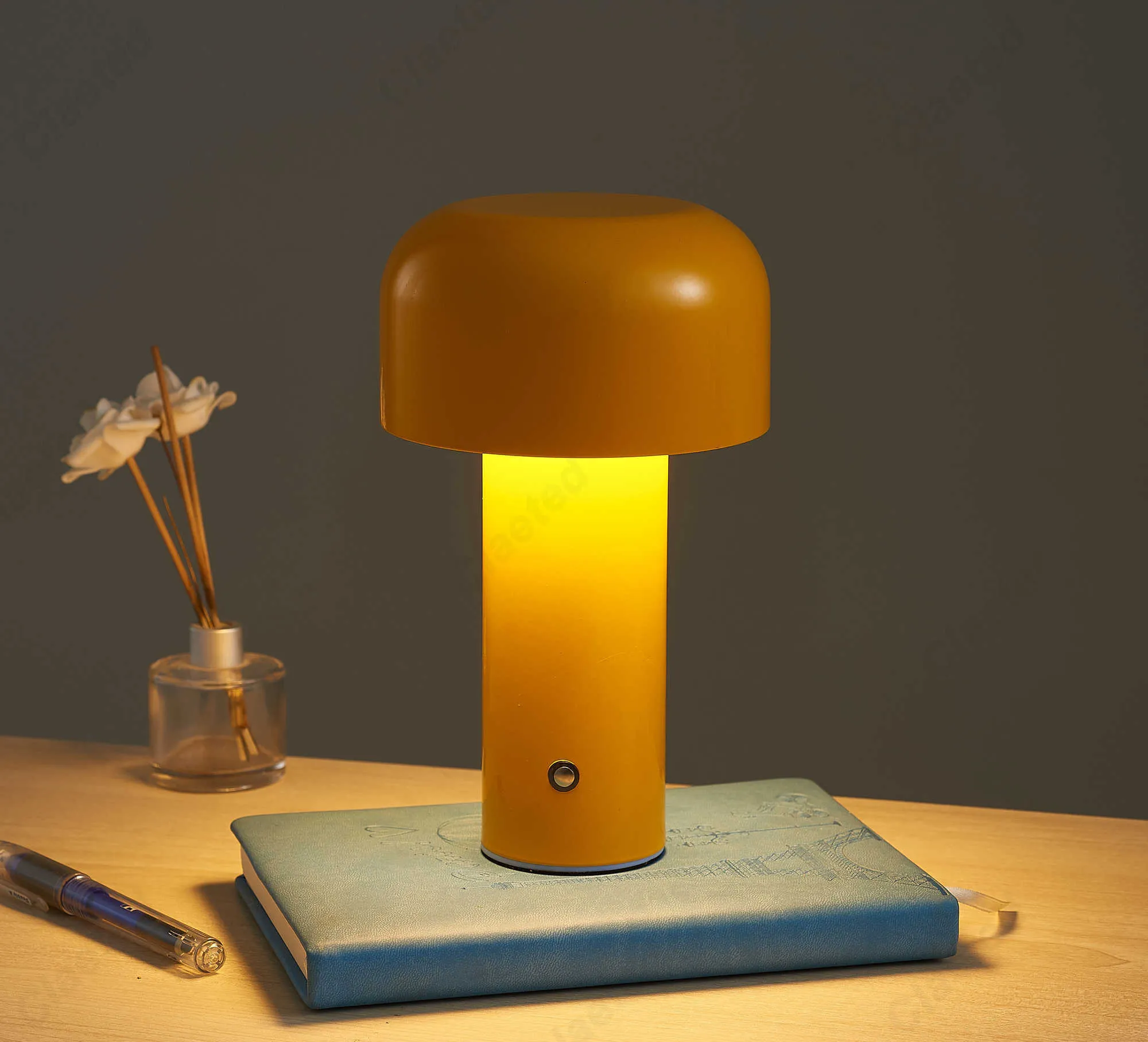Lamps Table Italian FLOS Mushroom Bedside Lamp Bellhop Nordic charging design Red Bedroom atmosphere small night light LL