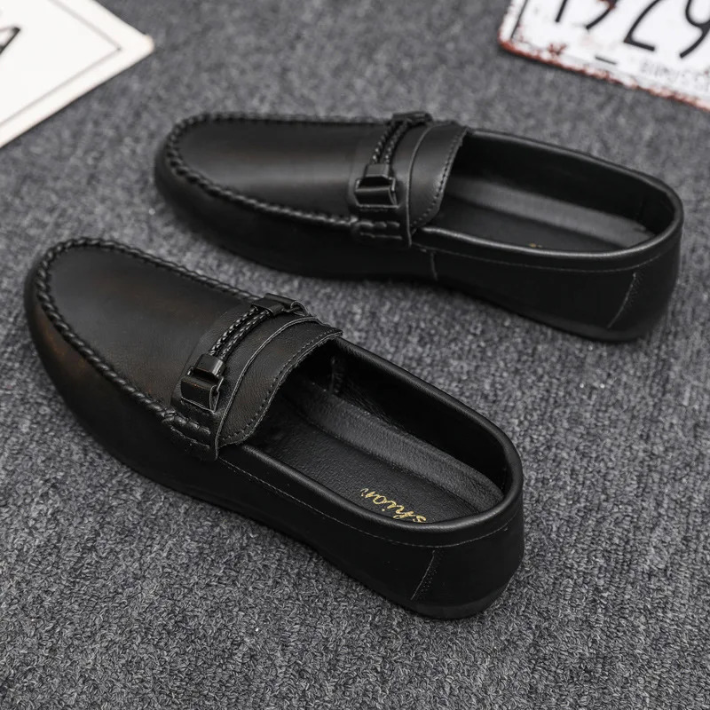 Mens Formal Summer Soft Sole Business Work Shoes Waterproof Lightweight Genuine Leather Mens Loafers Mens Flat Breathable 240612
