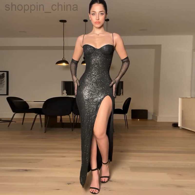 Basic Casual Dresses style sexy chest wrapped lace gloves double layer bright silk slit dress for woman