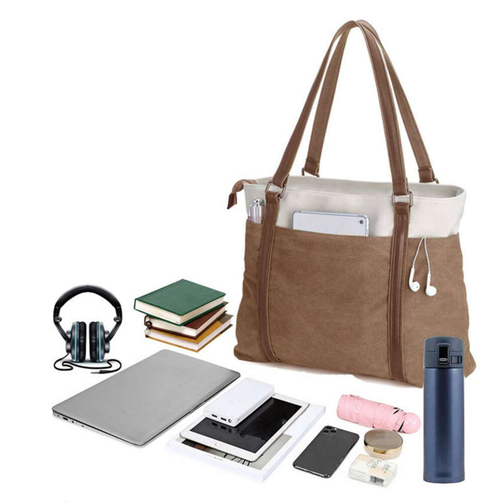 handbag, Trendy canvas, large capacity, niche women's high-end fashion computer shoulder tote bag H6.13#48 ddmythur