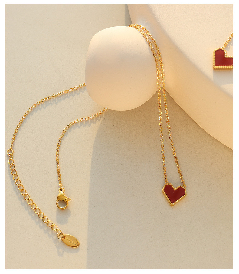 18k Gold Plated Love Heart Pendant Necklace Charm Gold Chain Red Heart Fashion Woman Necklaces Luxury Jewelry for Her Birthday Wedding Valentine Mothe