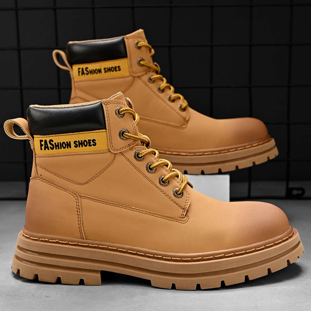 Autumn and Winter 10062 Large Martin Men's Yellow Genuine Leather Work Clothes Boots Cotton Shoes P85