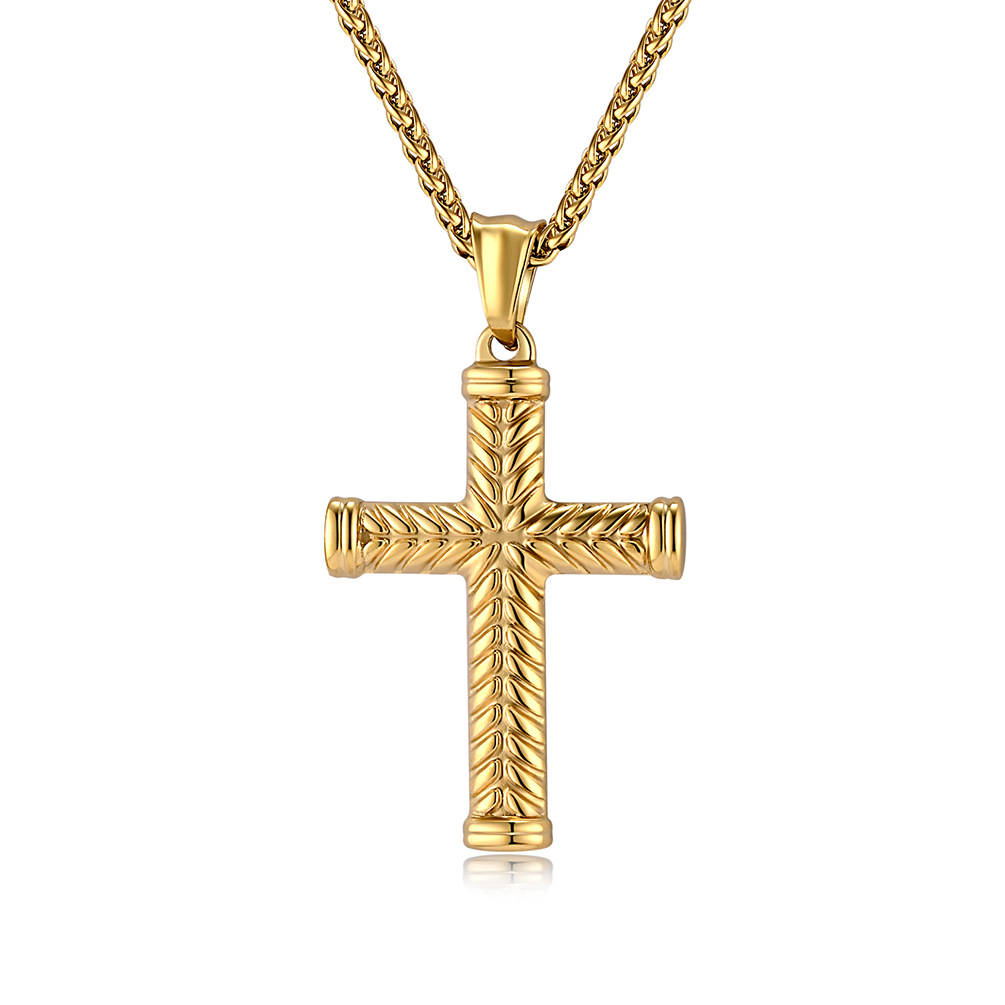 Non Tarnish 18K Gold Jesus Cross Necklace Designer Jewelry Stainless Steel Gold Chain National Flag Madonna Necklaces for Man Hiphop Fine Jewlery Gift