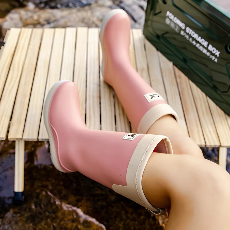 Fashion Women Long Tube Knee-length New Waterproof garden Shoes Non Slip Detachable Soft Bottom Rain boots Galoshes Size 35-41 250225