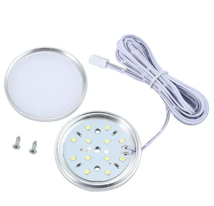 Under Cabinet Lamp 2W DC12V Aluminum LED PUCK LIGHT for Bedroom Closet Showcase Wardrobe Cupboard Bookcase Nightlights LL