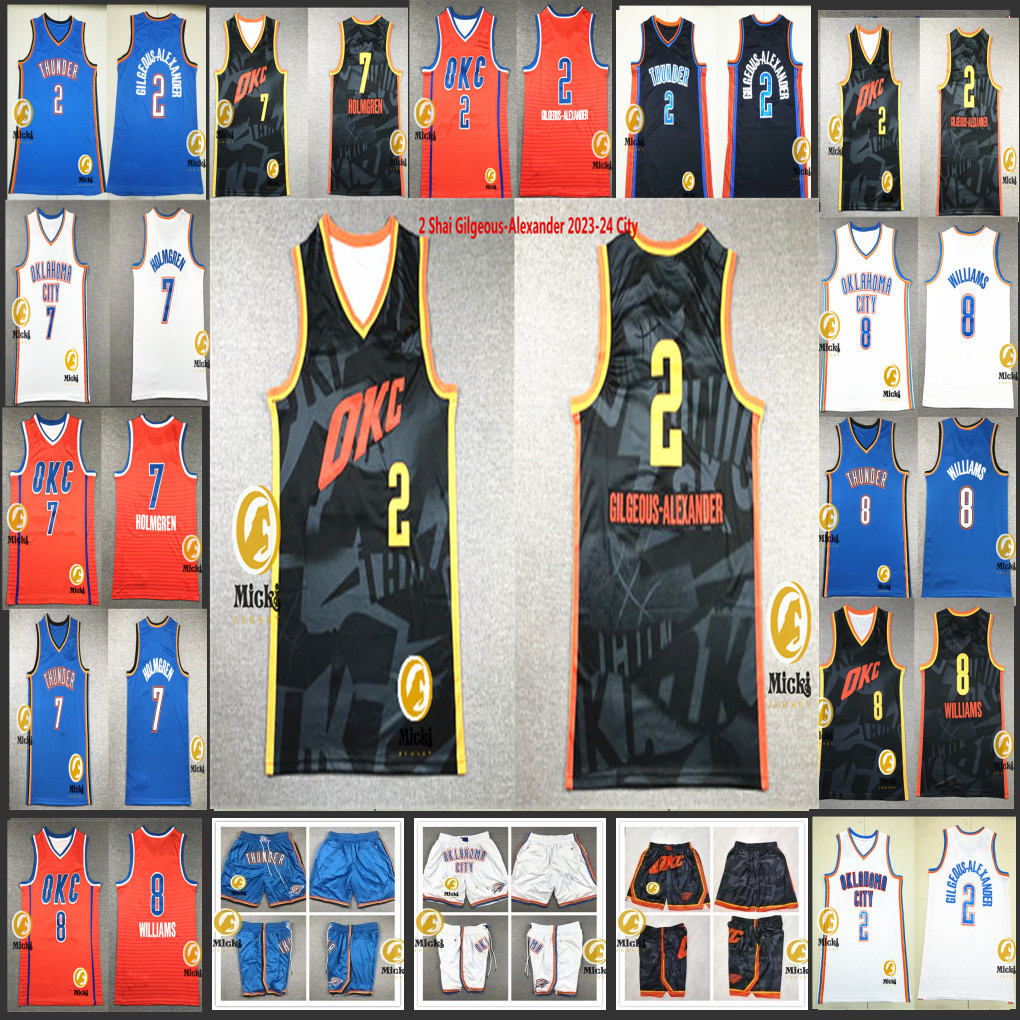 Chet Holmgren 2023-24 City Basketball Jersey #2 Shai Gilgeous-Alexandor #8 Jalen Williams Stitched Mens Shorts