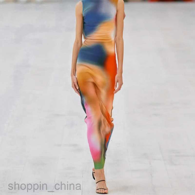 Basic Casual Women Dresses Women's new summer tie dye printed split temperament dress for women