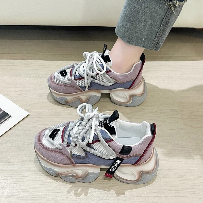 High Platform Sneakers Women Thick Sole Sports Ladies Trainers Vulcanized Shoes Woman Chunky Sneakers Zapatillas Mujer 10CM 240612