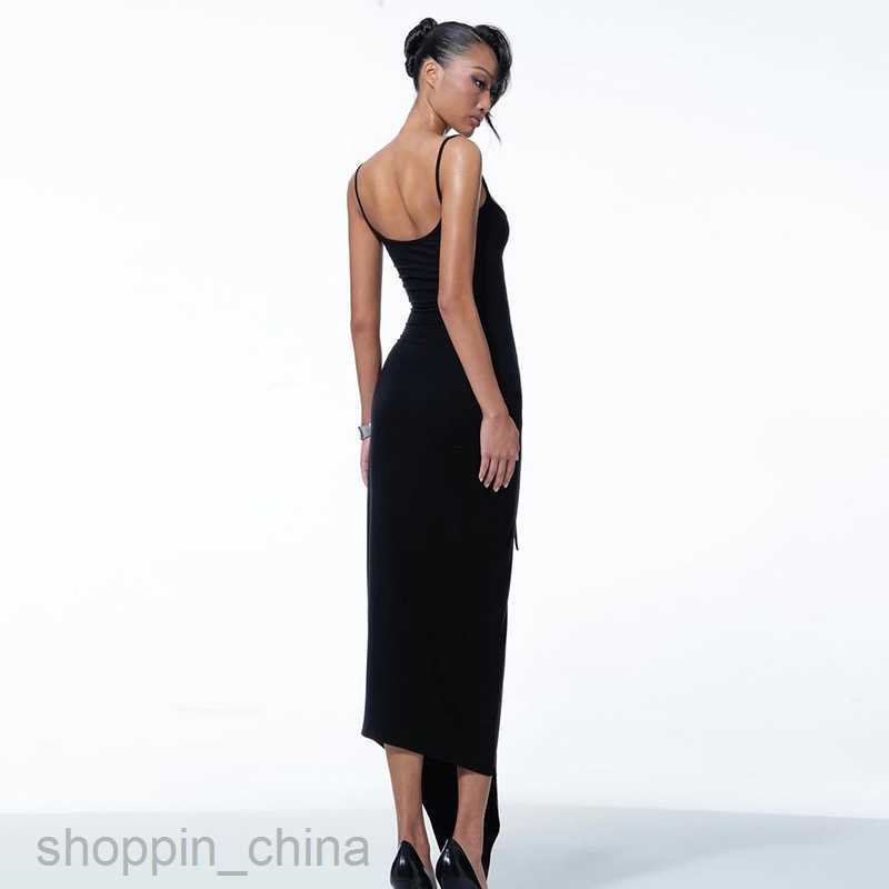 Basic Casual Dresses Women's Summer New Solid Color Sexy Style Fashionable Spliced Eye Sling Dress
