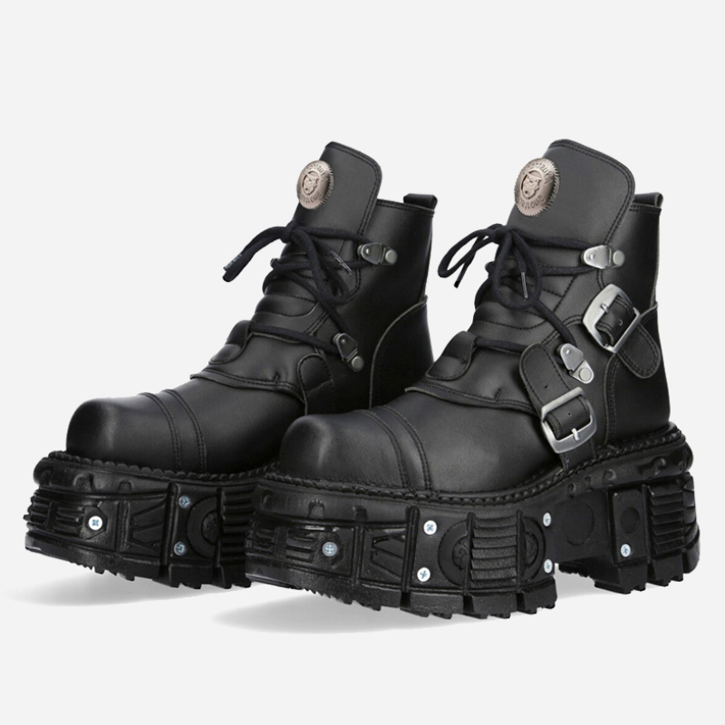 2025 new Women's Brand Fashion Platform Couple Ankle Boots men Retro Punk Style High Heels Metal Decoration Design Gothic Shoes 6691