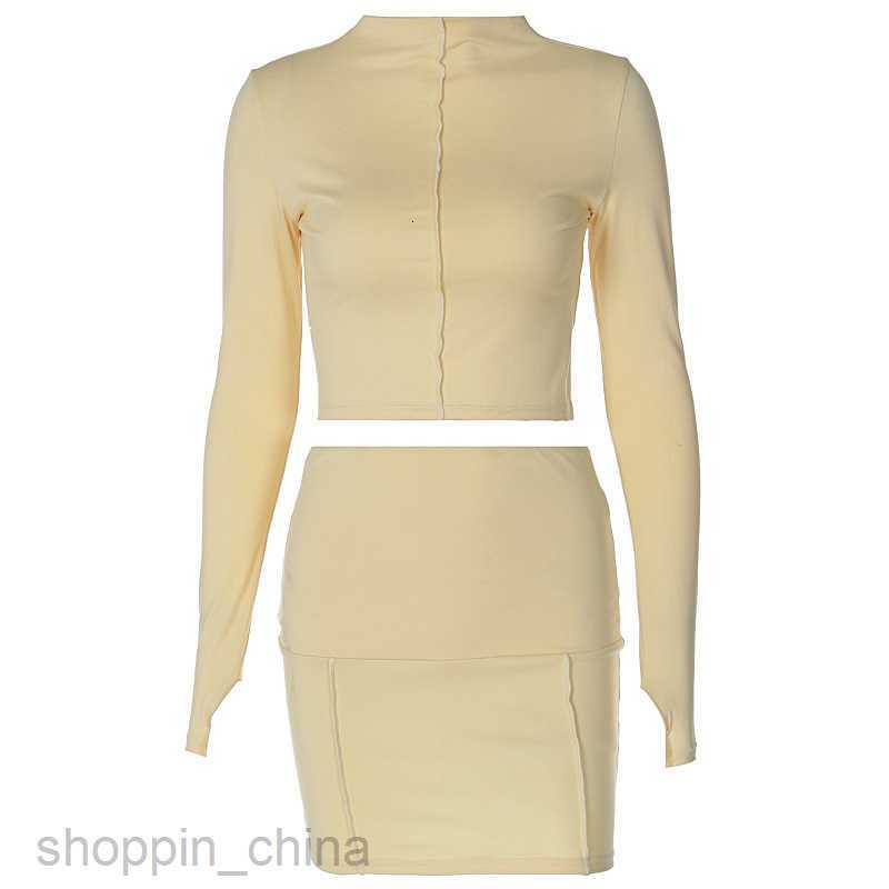 Two Piece Dress Sets Fashionable slim fit short skirt two-piece set summer women's new product long sleeved top fashion casual set for women
