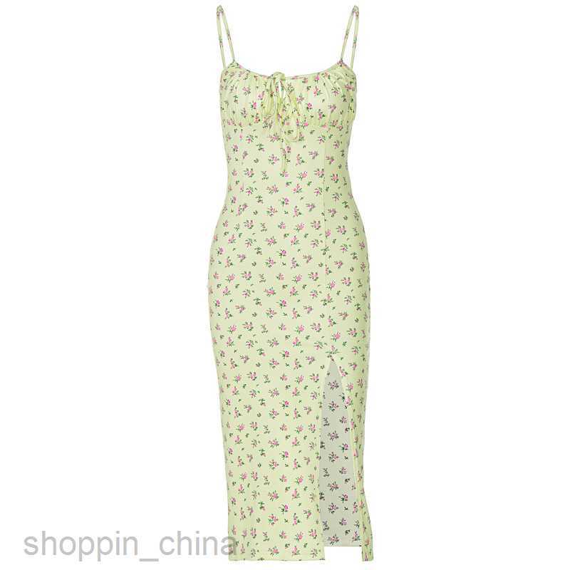 Basic Casual Women Dresses Spring Top New Women's Wear Sling Split Flower Dress