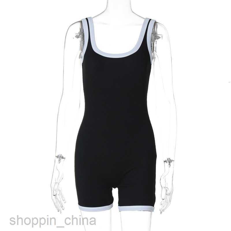 Women's Tracksuits Women's summer new U-neck contrasting suspender tight sports yoga jumpsuit Sets