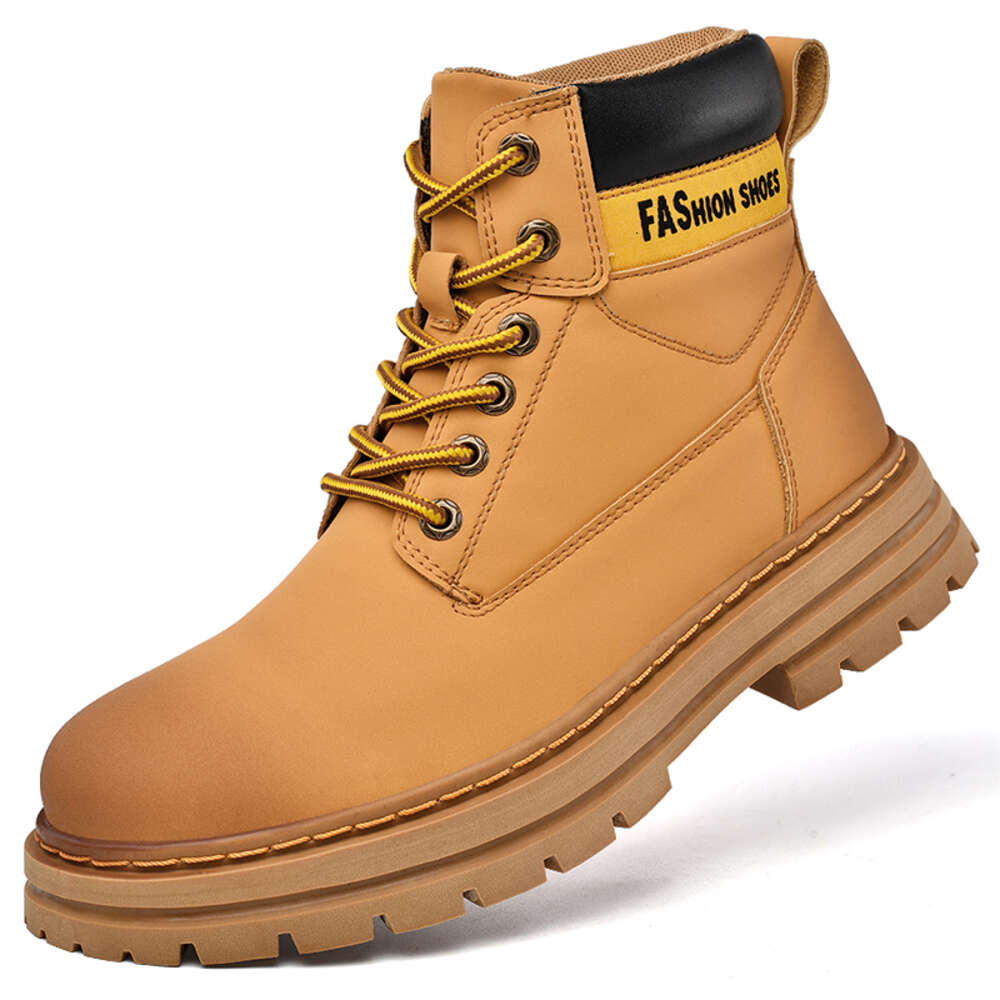 Autumn and Winter 10062 Large Martin Men's Yellow Genuine Leather Work Clothes Boots Cotton Shoes P85