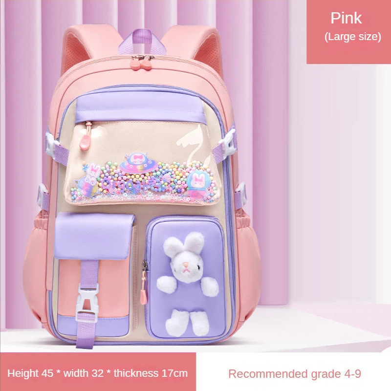 Primary School Schoolbag Girls Schoolbag Lightweight Childrens Backpack Kawaii Waterproof Schoolbag Large Capacity Backpack 240530