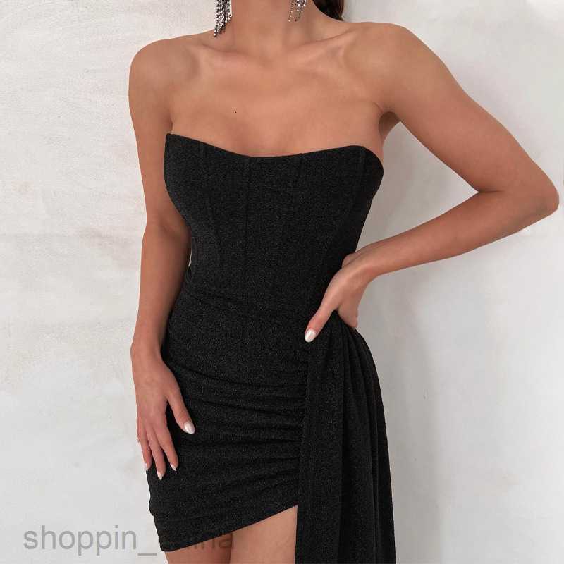 Basic Casual Women Dresses Feng Spring Women's New Combination Lace up Sexy Wrapped Chest Short Skirt Wrapped Hip Dress