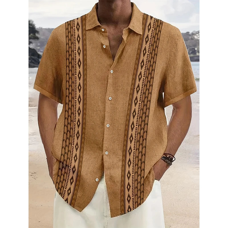 Ethnic Style 3D Printed Hawaiian Beach Shirts Men Women Casual Fashion Vintage Streetwear Short Sleeve Shirt Blouse Man Clothing 240601Z