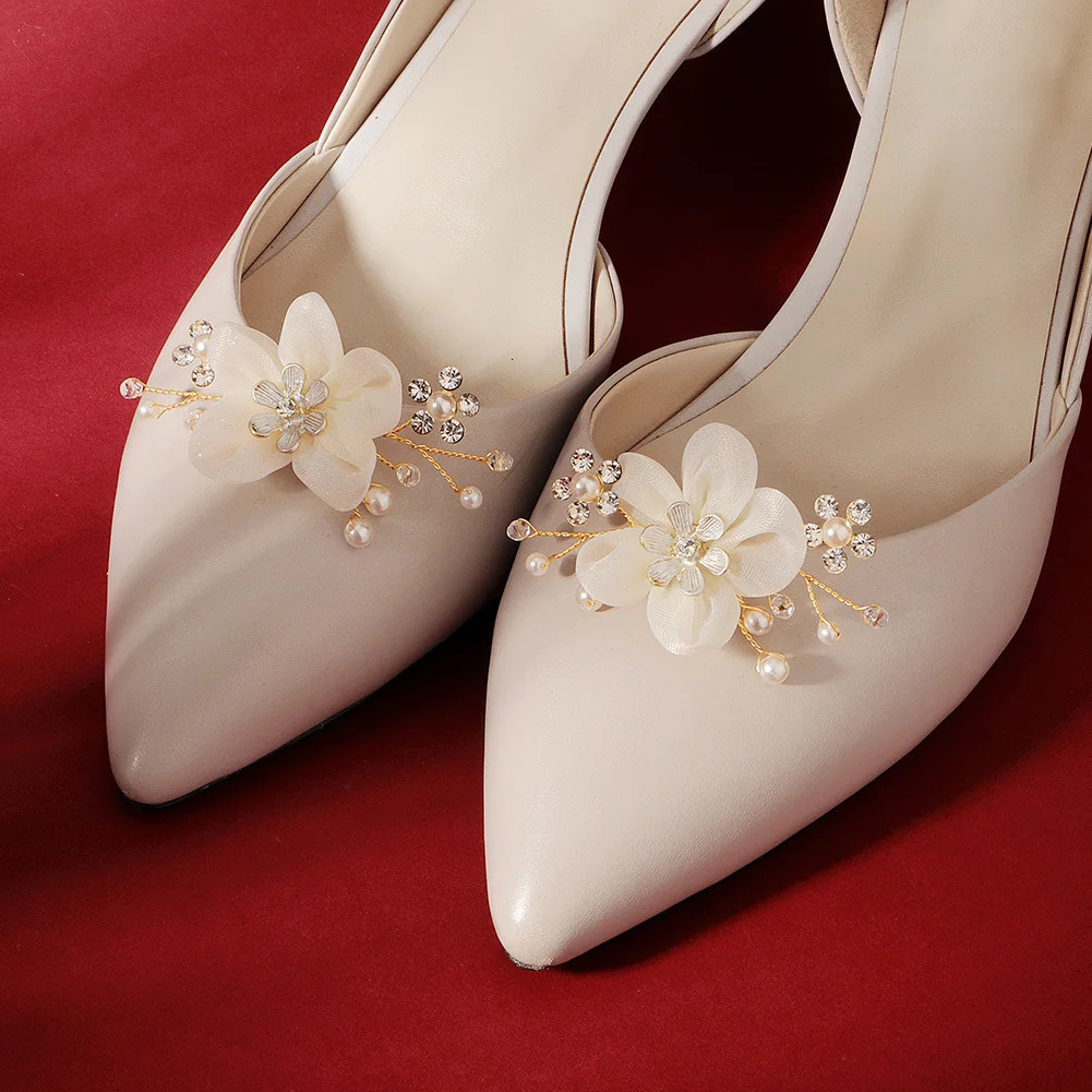 High heeled shoes accessories butterfly shoe flower removable pearl shoes accessories decorative buckle shoe flower 240613