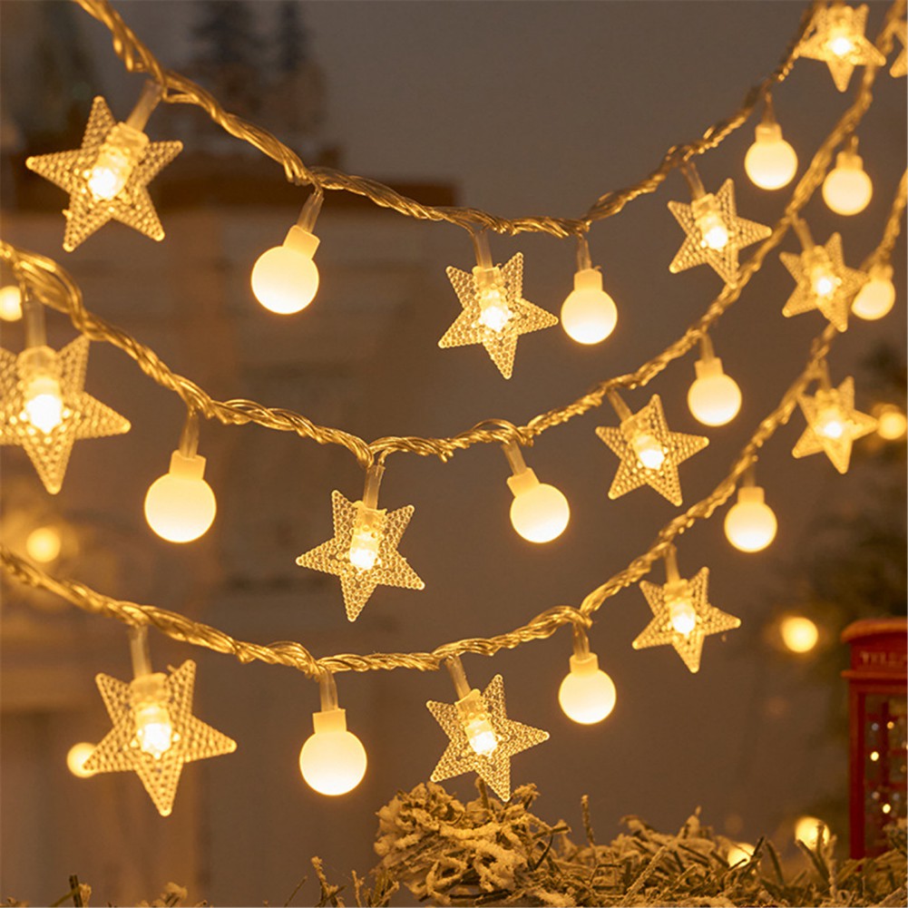 Garland Lights LED Ball Star Fairy String Waterproof Outdoor Lamp Christmas Holiday Wedding Party Light Decor USB/Battery Power