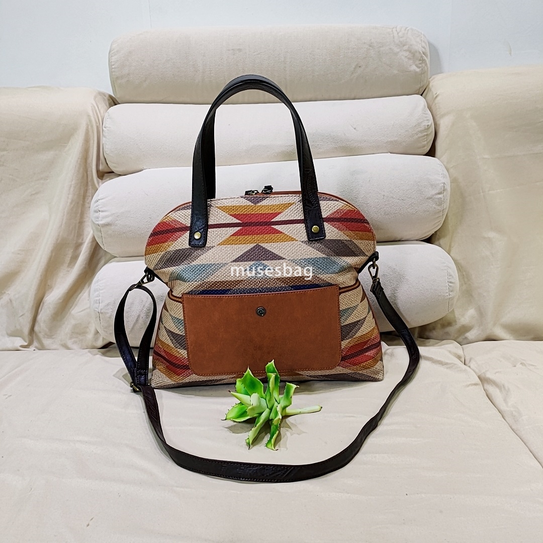 New niche design shell bag for commutin large capacity bag European and American retro style ethnic style cotton and linen handheld single shoulder cr