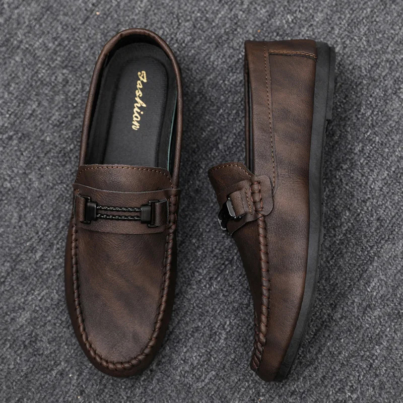 Mens Formal Summer Soft Sole Business Work Shoes Waterproof Lightweight Genuine Leather Mens Loafers Mens Flat Breathable 240612
