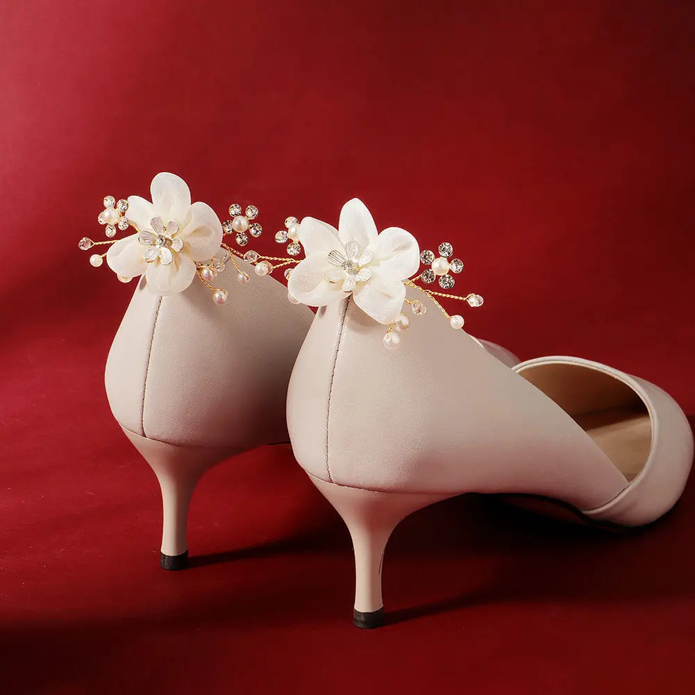 High heeled shoes accessories butterfly shoe flower removable pearl shoes accessories decorative buckle shoe flower 240613