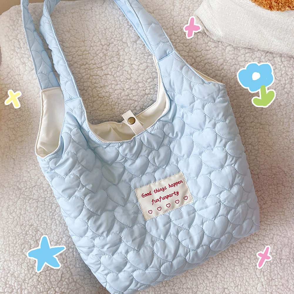 Women Love Quilted Shoulder Bag Soft Padding Tote Bag Large Capacity Lightweight Candy Color portable Shopping Handbag for Women