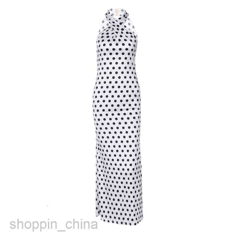 Basic Casual Dresses Summer New Fashionable Satin Polka Dot Hanging Neck Back Style Dress