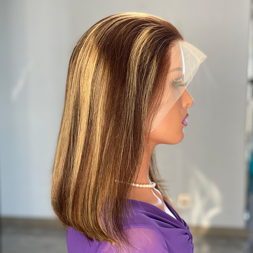 180 Density Bob Lace Human Hair Wigs 13x4 Lace Front Wig African European and American women Gel Free Wigs Chocolate Brown