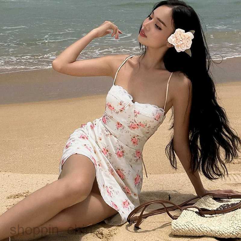 Basic Casual Women Dresses style new fresh and sweet patchwork lace beach style floral dress for woman