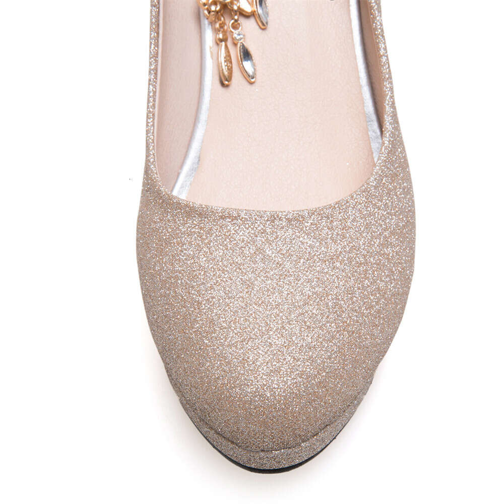 Spring Gold High Heels Platform Woman Pumps Autumn 2023 Crystal Ankle Ctrap Wedding Shoe Tacones Mujer Sier Pink 31-43