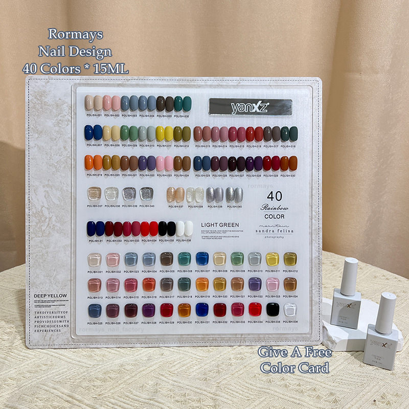 Rormays Popular Phototherapy gel Polishing 40PCS Hybrid gel UV LED Semi permanent Varnish Shining Summer Immersion Nail Salon 15ML Wholesale Factory