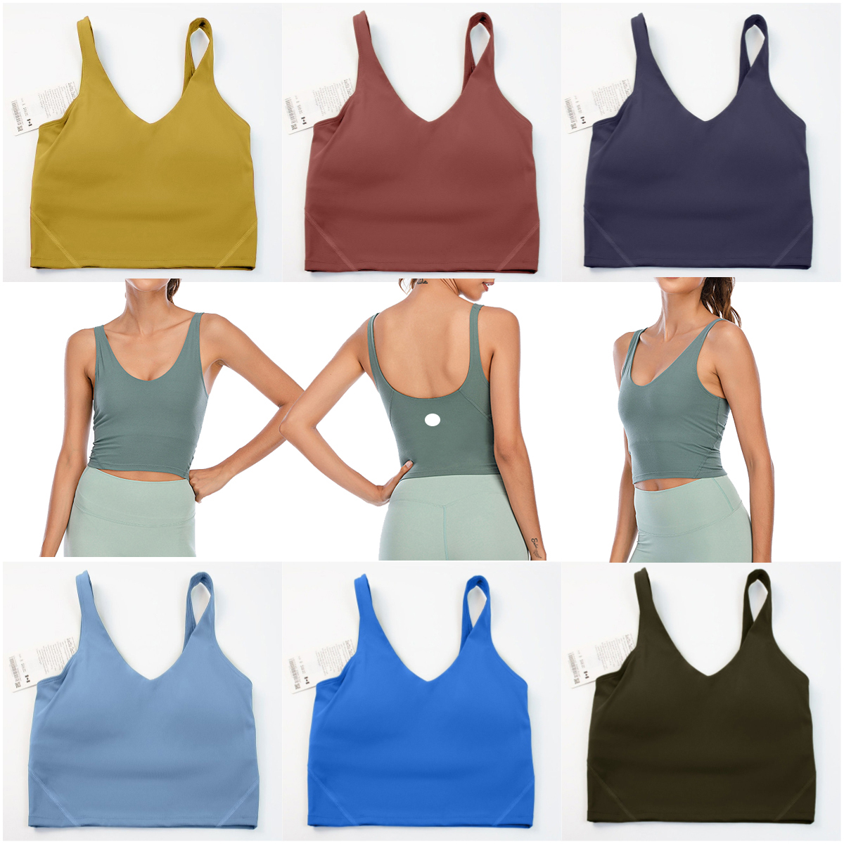 Tank Top Women's Yoga Bra Summer U-shaped Sports Bra Yoga underwear fitness T Shirt Solid Sexy Crop Tops Sleeveless Fashion Vest Candy Colors