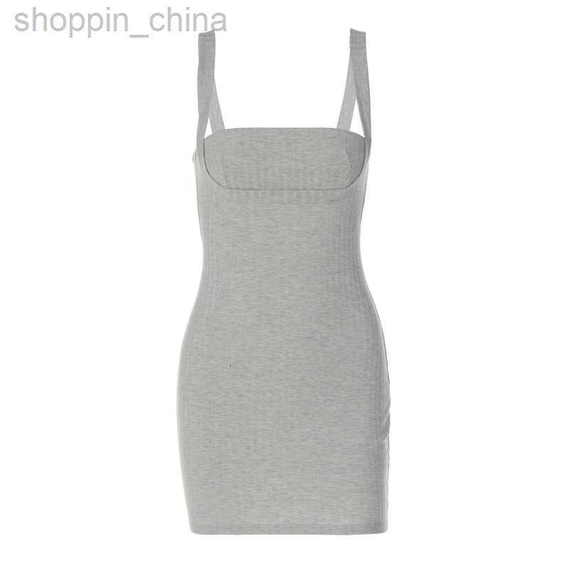 Basic Casual Dresses New Solid Color Versatile Pure Desire Wind Sling Pit Stripe Wrap Hip Dress for Women