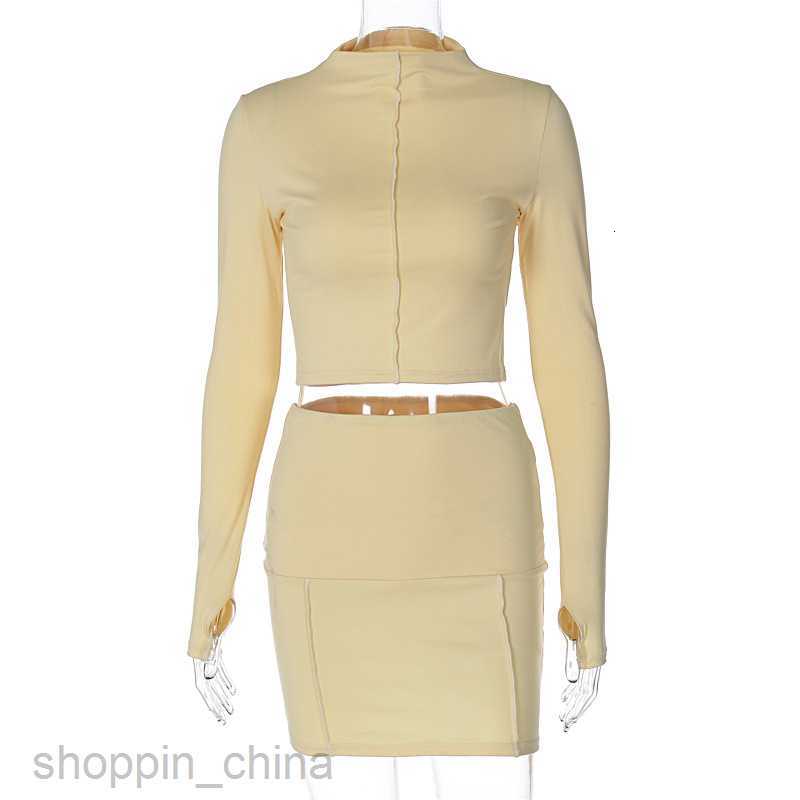 Two Piece Dress Sets Fashionable slim fit short skirt two-piece set summer women's new product long sleeved top fashion casual set for women