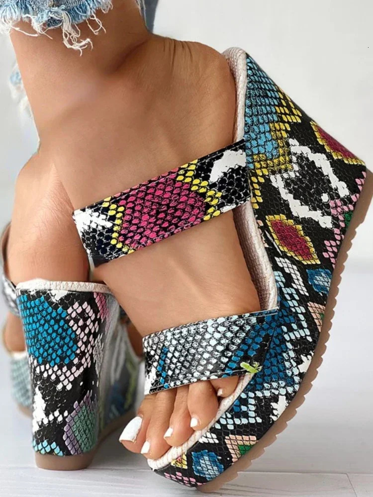 Platform Super High Heels Wedges Multicolor Summer Sandals Women Slides Dress Fashion Open Toe Slippers Shoes 240613