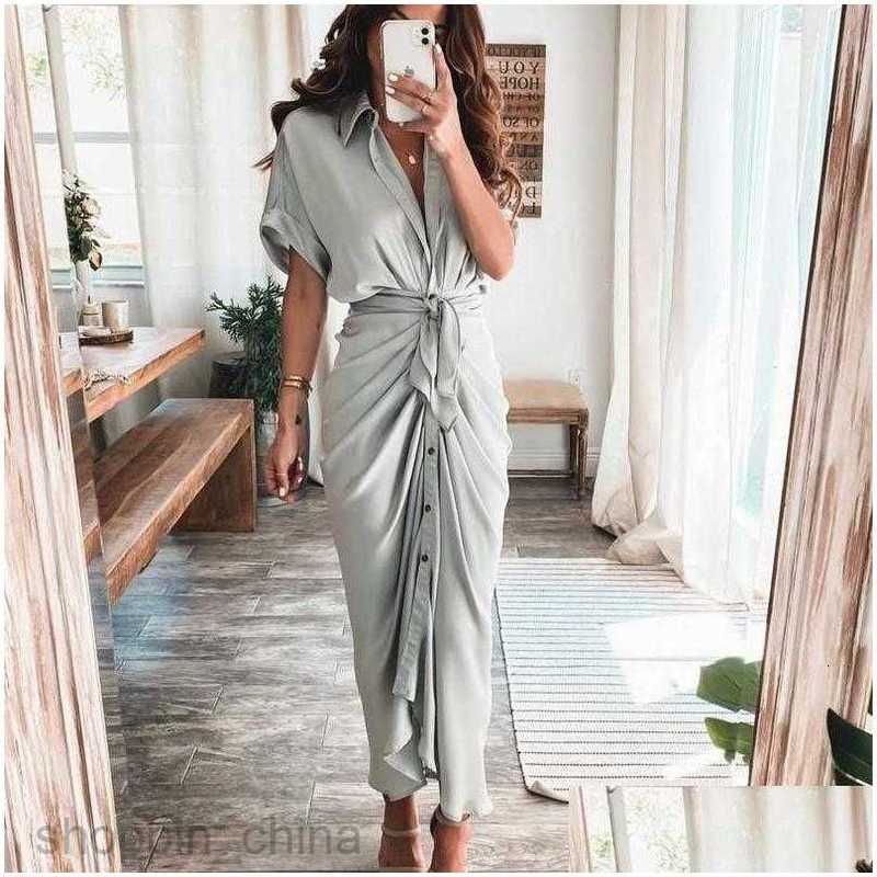 Casual Dresses Women Shirt Designer Commuting Plus Size S3Xl Long Dress Fashion Forged Face Clothing Drop Delivery Apparel Wom S02